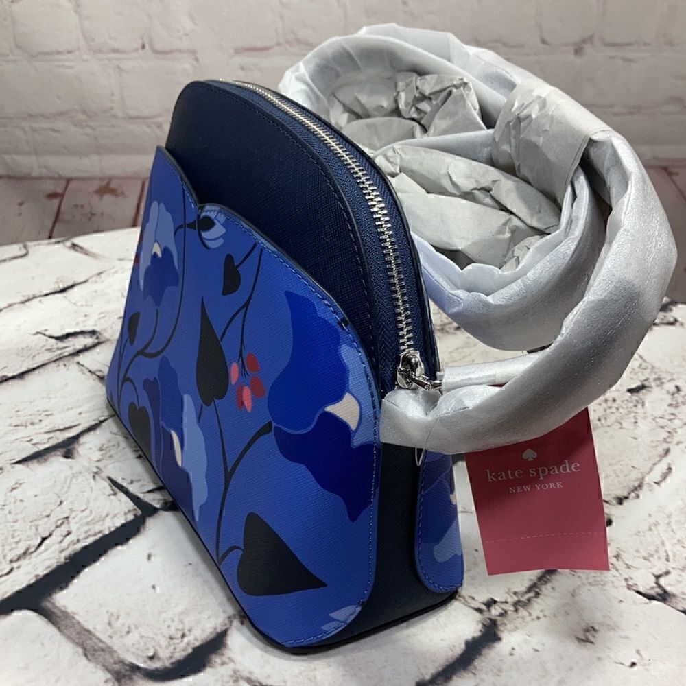 KATE SPADE Blue Floral Payton Dome Crossbody Perfect Summer Bag. NWT - Picture 11 of 16